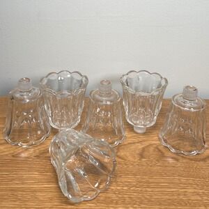 Home Interiors Clear Glass Scalloped Votive Tea Light Candle Holder Cups Set/6
